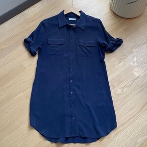 Incredible Dusty Blue EQUIPMENT Silk Shortsleeved Shirtdress
